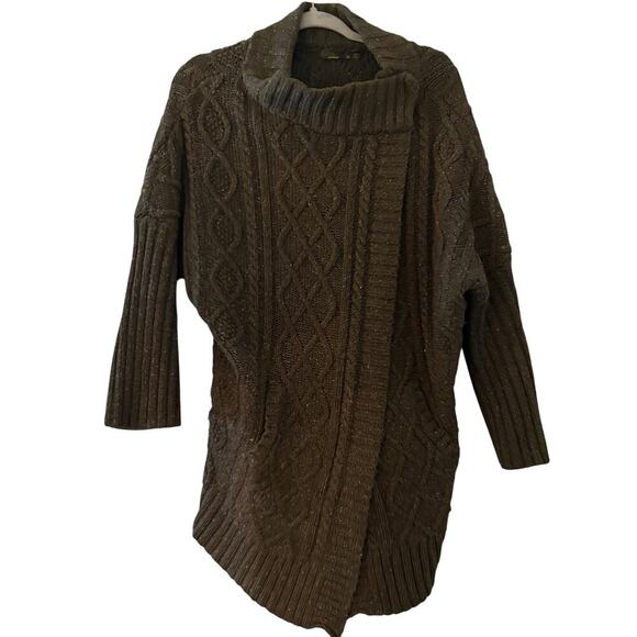 PrAna Women's M Coatigan Sweater CableKnit Heathered Olive pockets Gorpcore Cozy - Picture 9 of 11